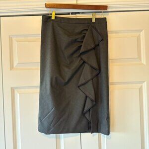 Nanette Lepore Charcoal Ruffle Pencil Skirt Size 8